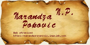 Narandža Popović vizit kartica
